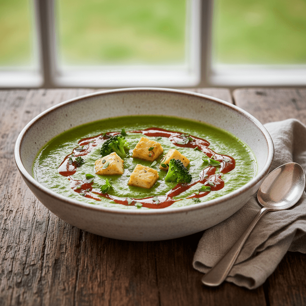 Bayerische Brokkoli-Eierstich-Suppe mit Tomaten-Kräuteröl - Thermomix Rezept