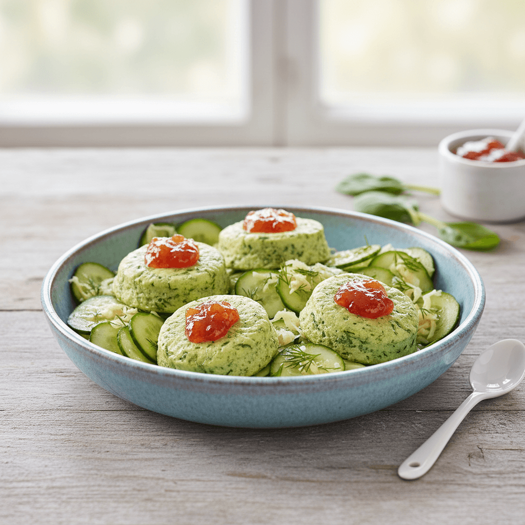 Spinat-Ei-Töpfchen mit Gurkensalat - Thermomix Rezept