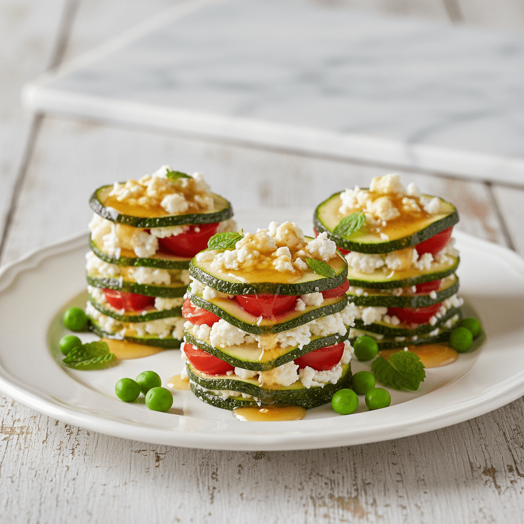 Zucchini-Feta-Türmchen mit Honigvinaigrette - Thermomix Rezept