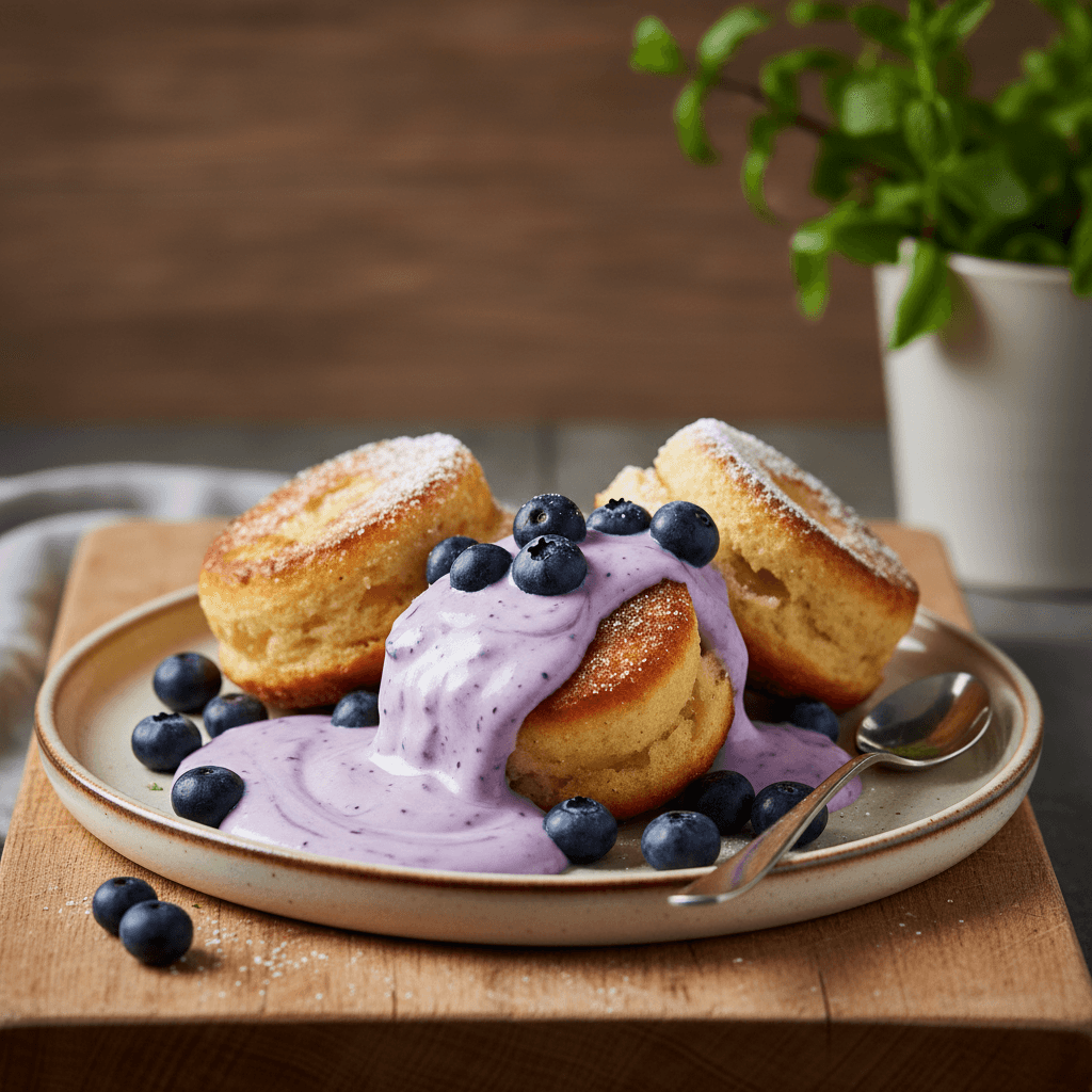 Schwäbischer Apfel-Bananen-Dampfküchlein mit Blaubeer-Vanille-Schmand - Thermomix Rezept