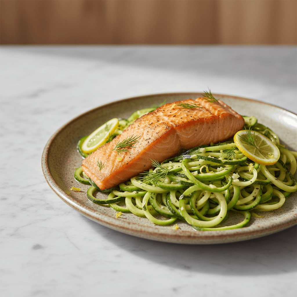 Lachs mit Zucchini-Pasta - Thermomix Rezept