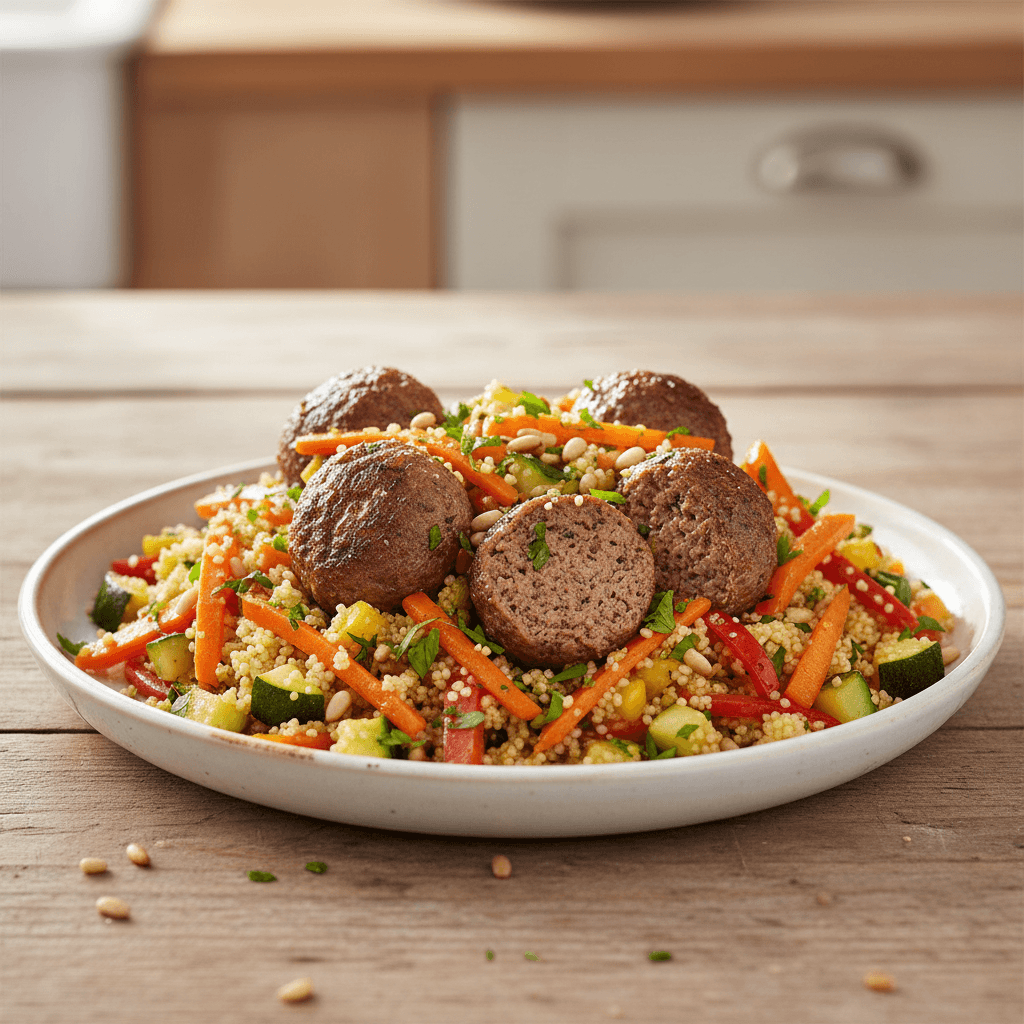 Hackbällchen mit Gemüse-Couscous - Thermomix Rezept