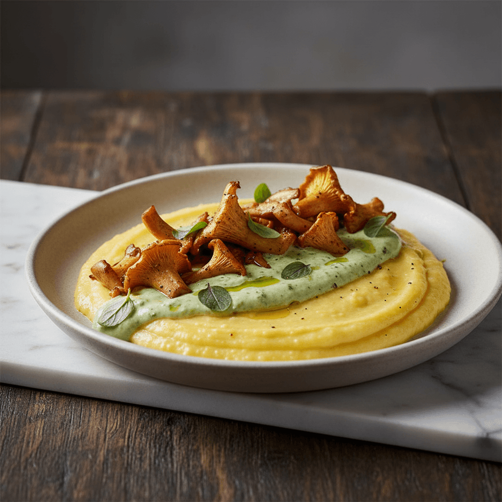 Pfifferling-Polenta mit Majorancreme - Thermomix Rezept