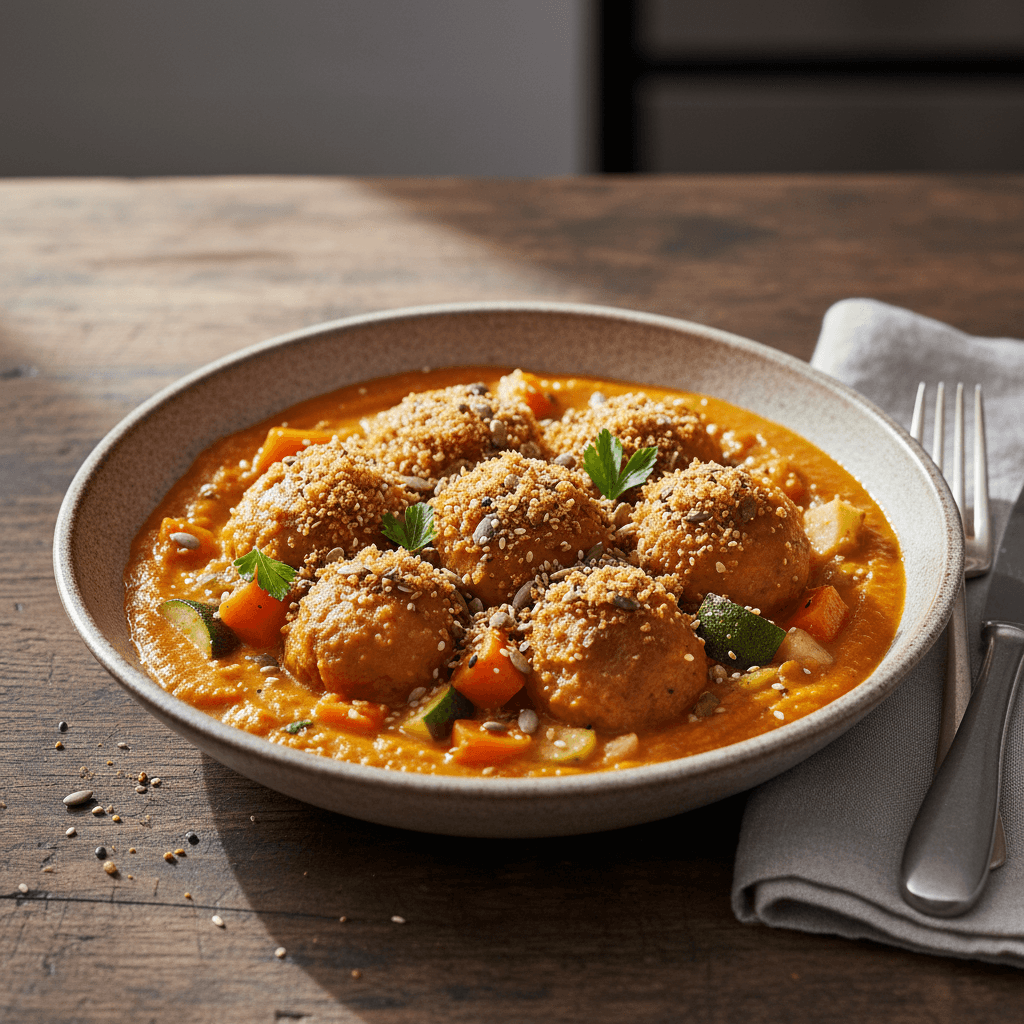 Rote Linsen-Knödel mit Gemüse - Thermomix Rezept