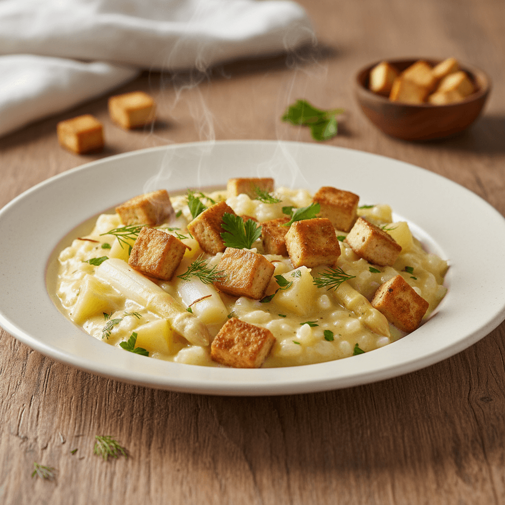 Schwäbischer Spargelreis mit Tofu - Thermomix Rezept