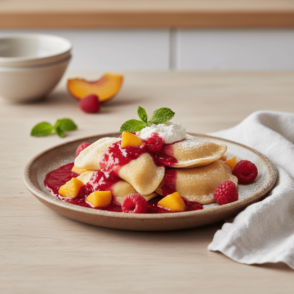 Pfirsich-Quark-Pierogi mit Himbeeren - Thermomix Rezept