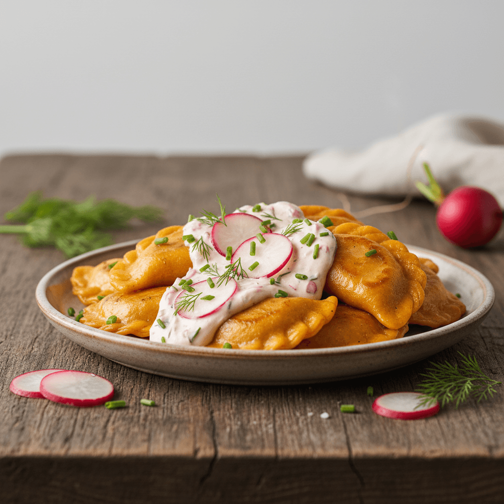 Kürbis-Pierogi mit Radieschen-Butter - Thermomix Rezept