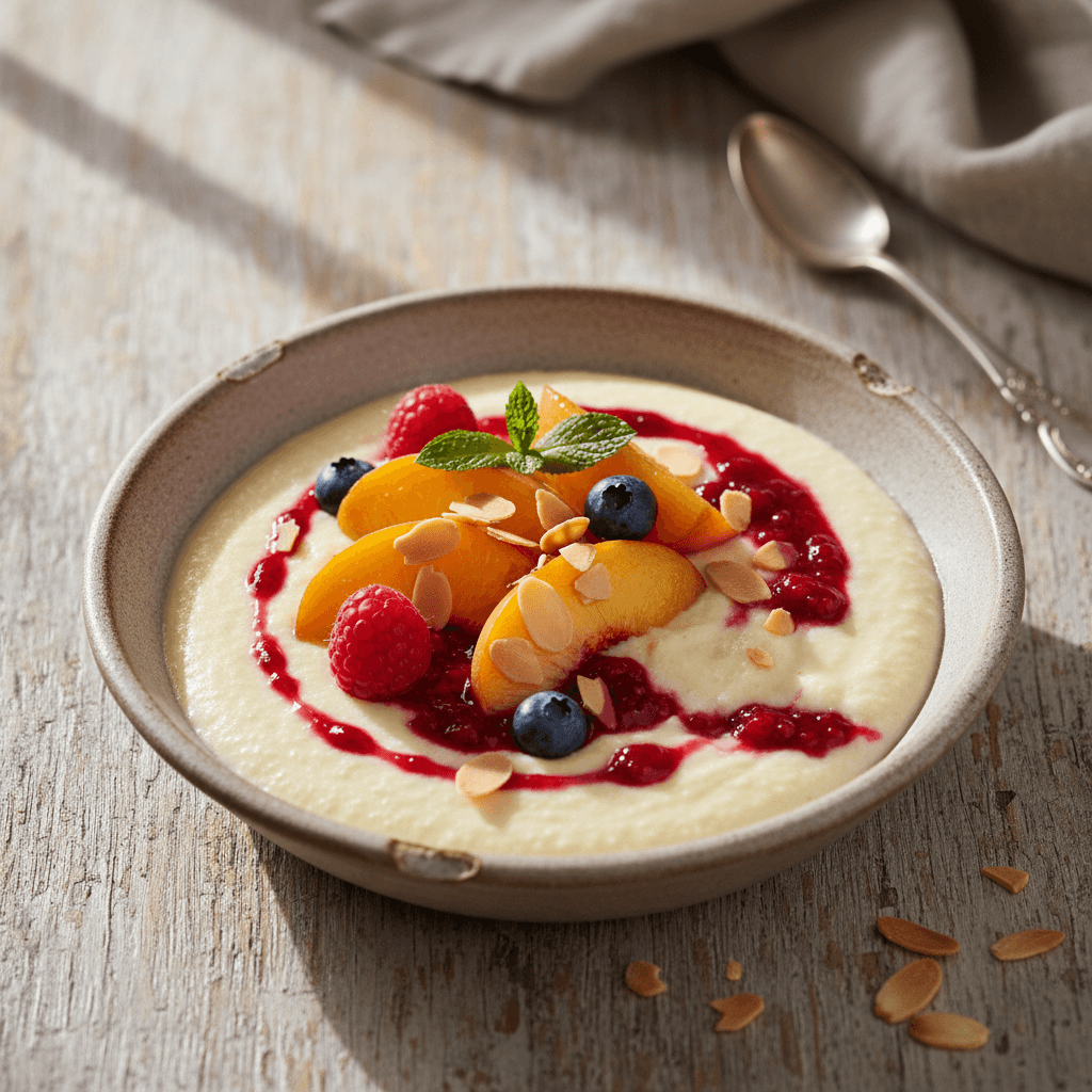Budino di Semolino con Pesche - Thermomix Rezept