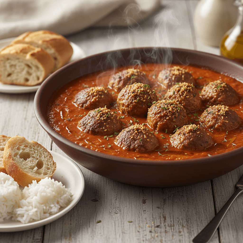 Albóndigas al Apio con Salsa de Tomate – Spanische Hackbällchen mit Sellerie-Tomaten-Sofrito und Thymian-Kruste - Thermomix Rezept