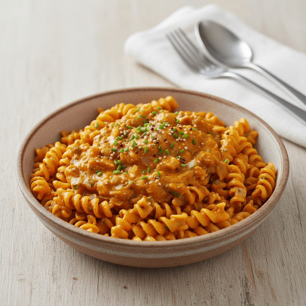 Rote Linsen Pasta mit Senf-Kräuter-Sauce - Thermomix Rezept
