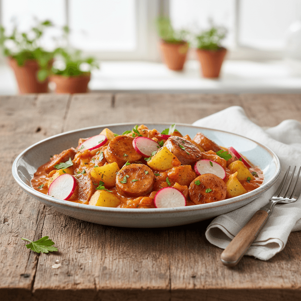 Bratwurst-Kartoffel-Pfanne mediterran - Thermomix Rezept