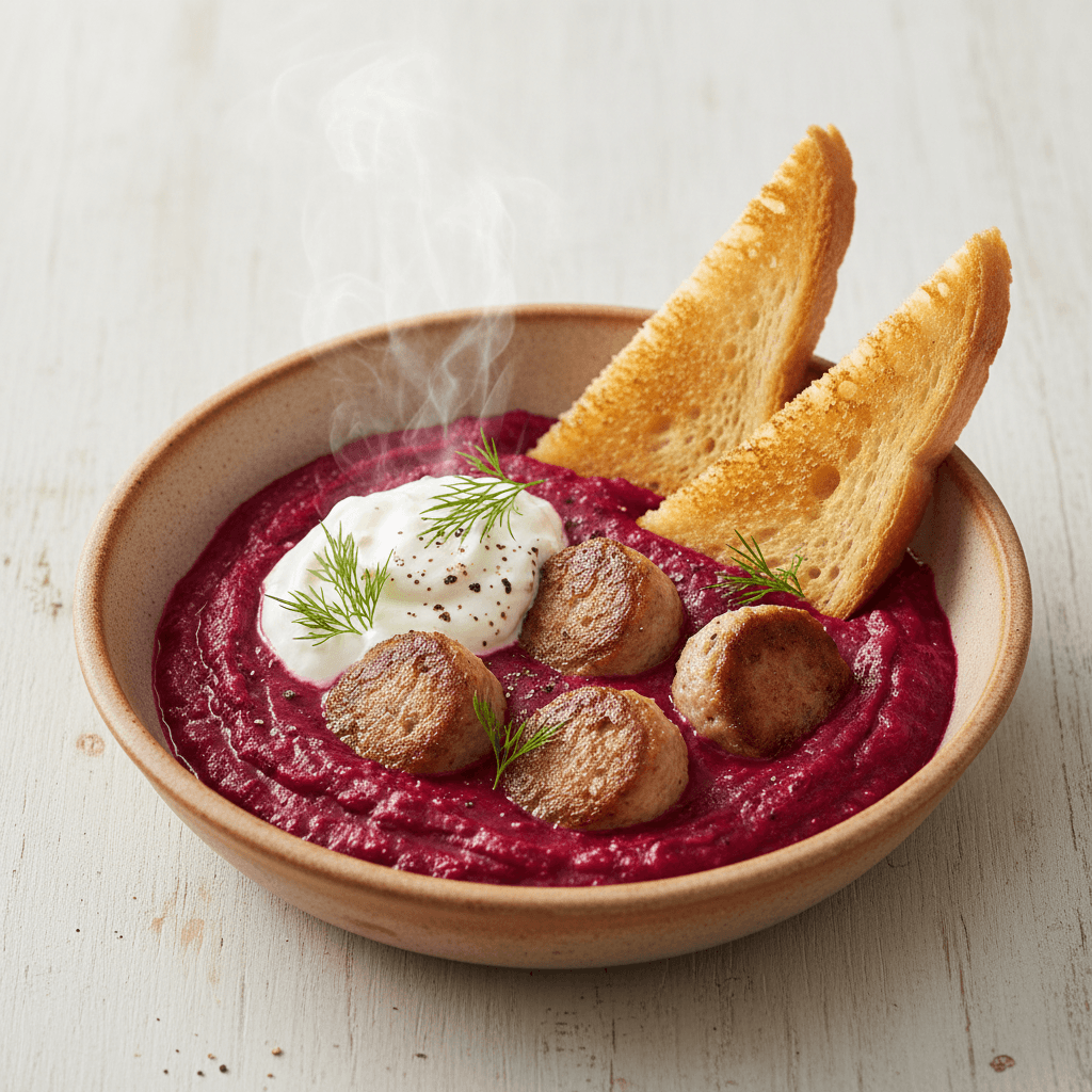 Leberkäse-Töpfchen mit Rote-Bete - Thermomix Rezept