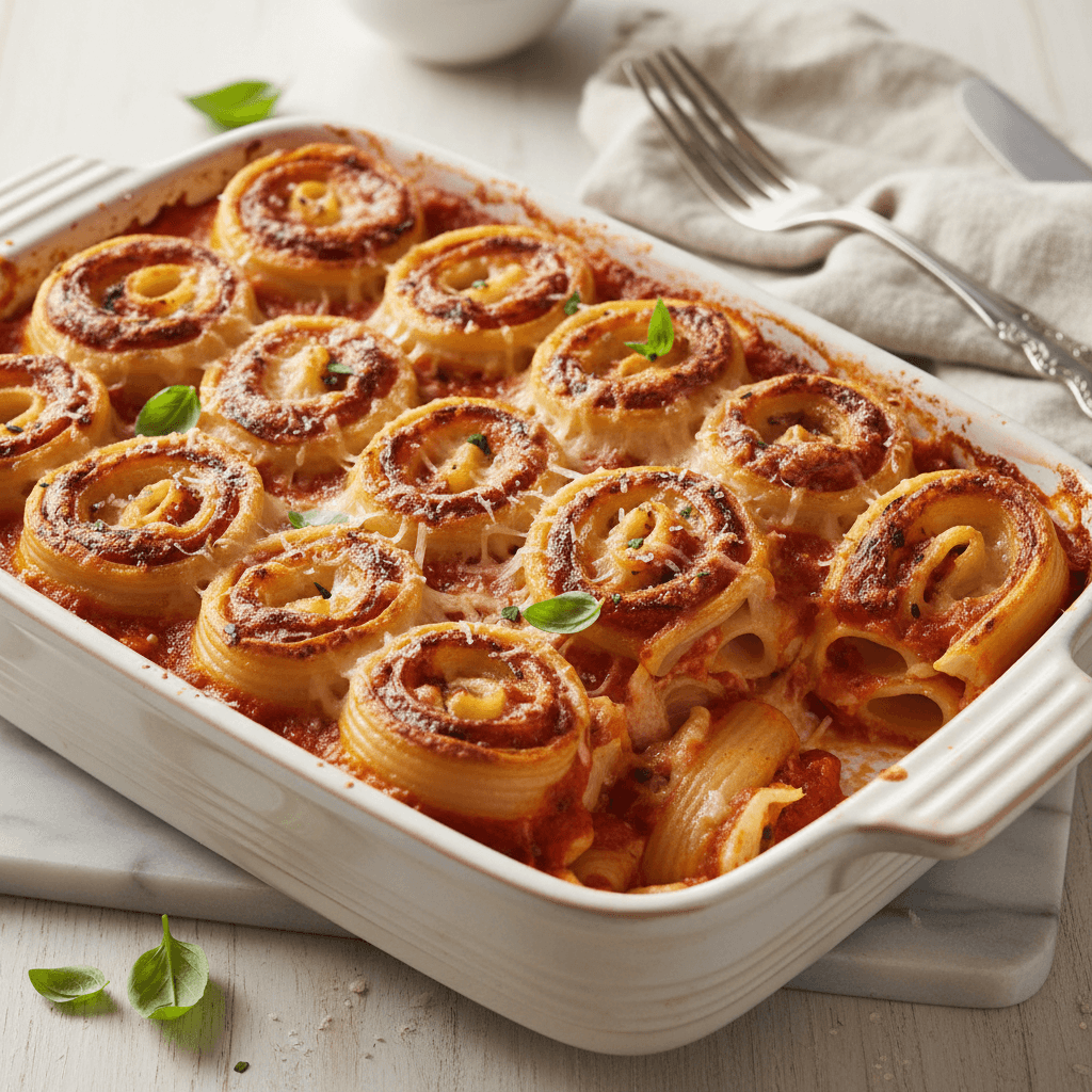 Gebackene Pasta-Schnecken mit Tomatensauce - Thermomix Rezept
