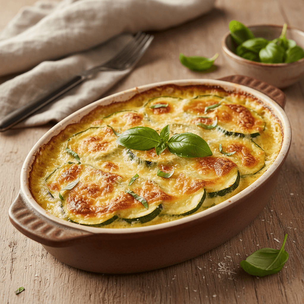 Zucchini-Sahne-Gratin mit Basilikum - Thermomix Rezept