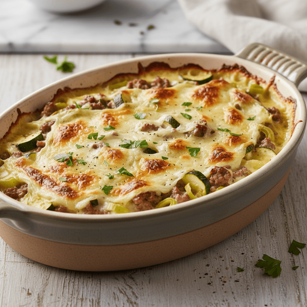 Hackfleisch-Lauch-Auflauf mit Zucchini - Thermomix Rezept
