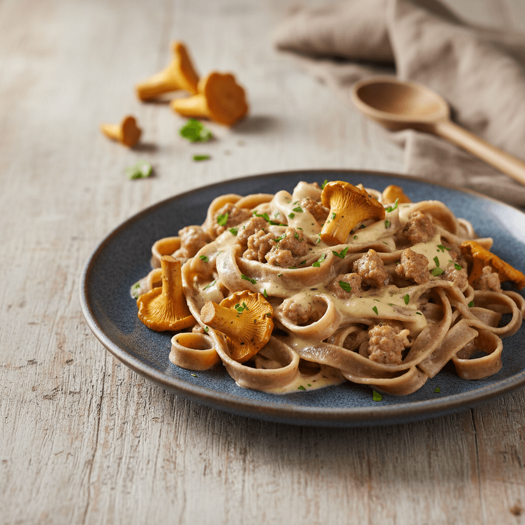 Pizzoccheri con Finferli e Salsiccia - Thermomix Rezept