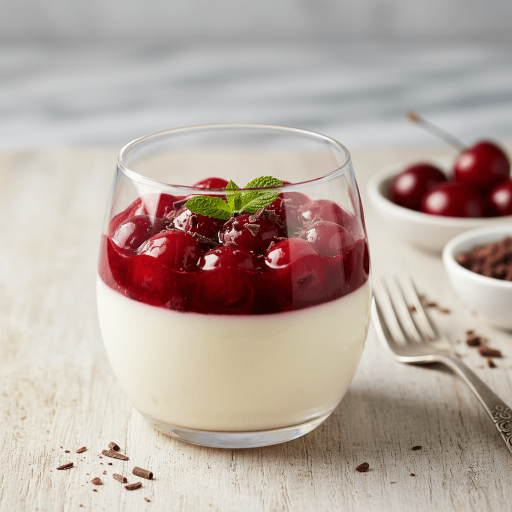 Kirsch-Panna-Cotta mit Schokolade - Thermomix Rezept