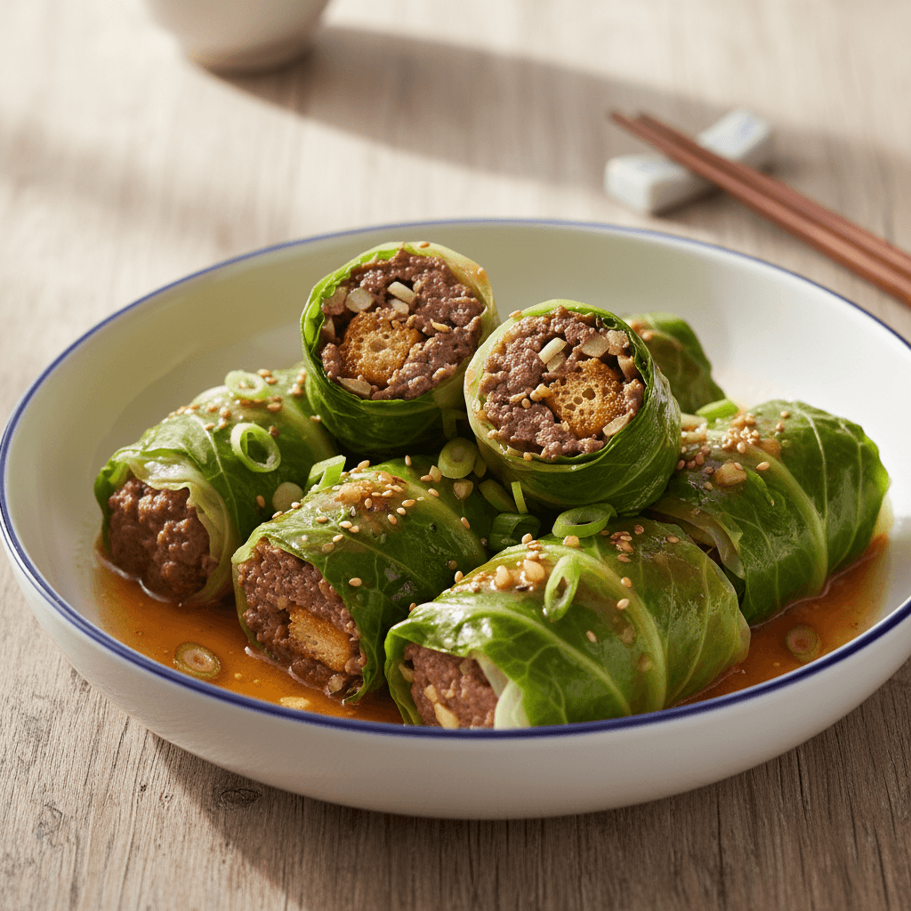 Asiatische Rinderhackbällchen im Kohl - Thermomix Rezept