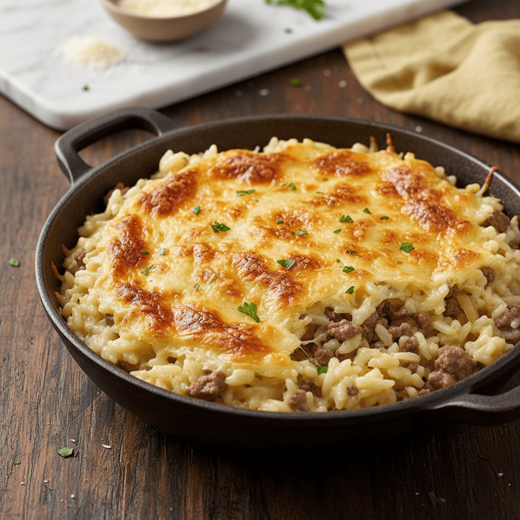 Hackfleisch-Risotto mit Käsekruste - Thermomix Rezept