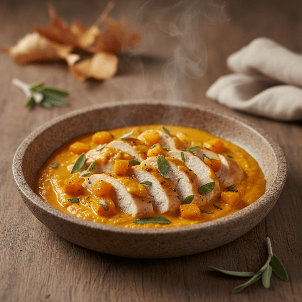 Hühnchen mit Kürbis-Sahnesauce - Thermomix Rezept