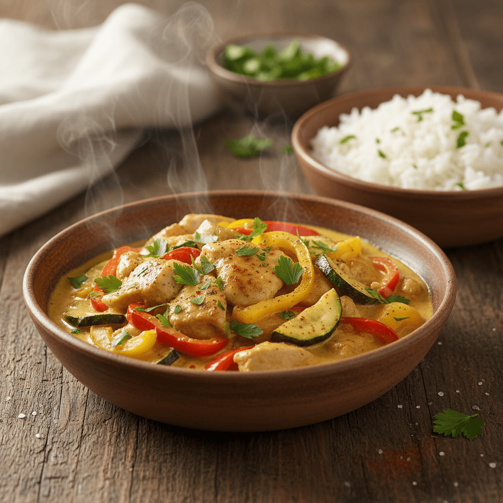 Paprika-Zucchini-Sahne-Hähnchen - Thermomix Rezept