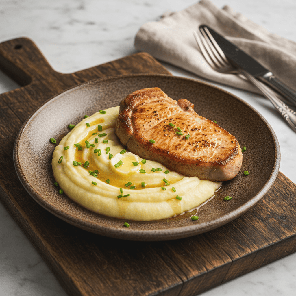 Schweinekotelett mit Sellerie-Kartoffelpüree - Thermomix Rezept