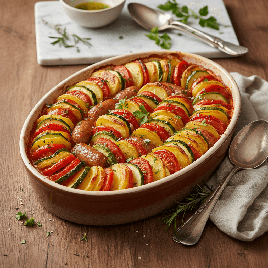 Tian Provençal mit Würstchen - Thermomix Rezept