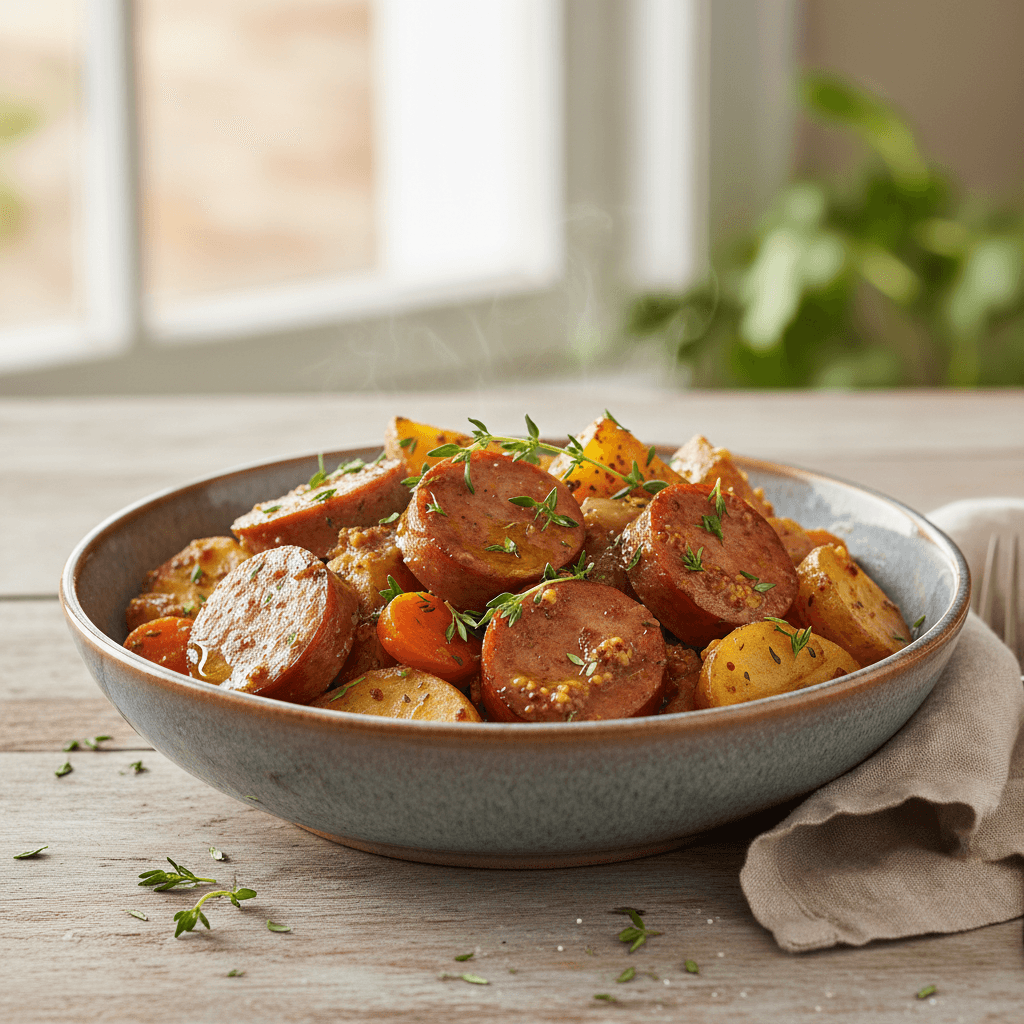 Bratwurst-Kartoffel-Stifado - Thermomix Rezept