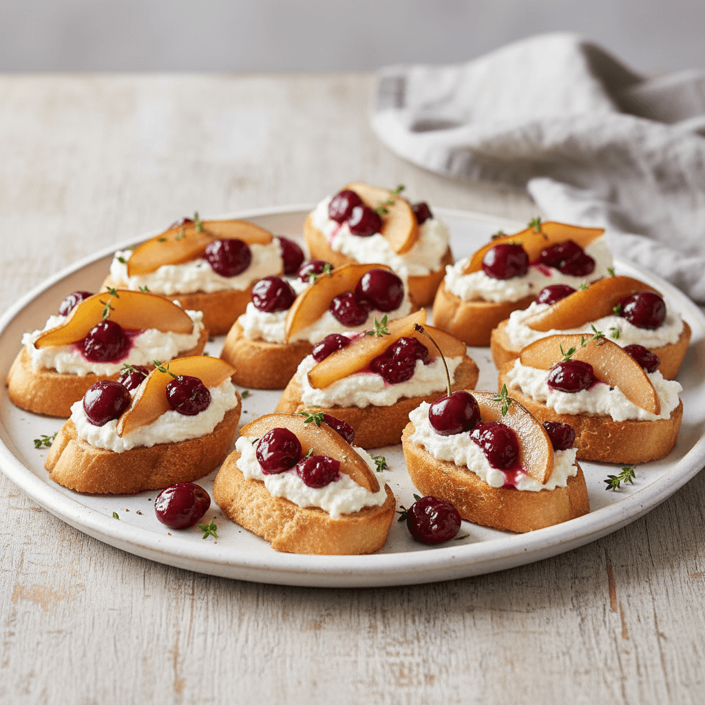 Birnen-Ricotta-Crostini mit Kirschen - Thermomix Rezept