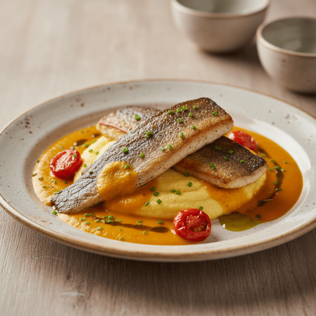 Forelle auf Polenta mit Kürbissauce - Thermomix Rezept