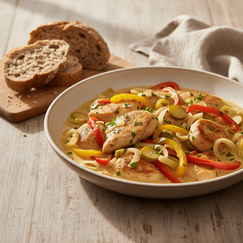 Poulet à la Normande mit Lauch - Thermomix Rezept