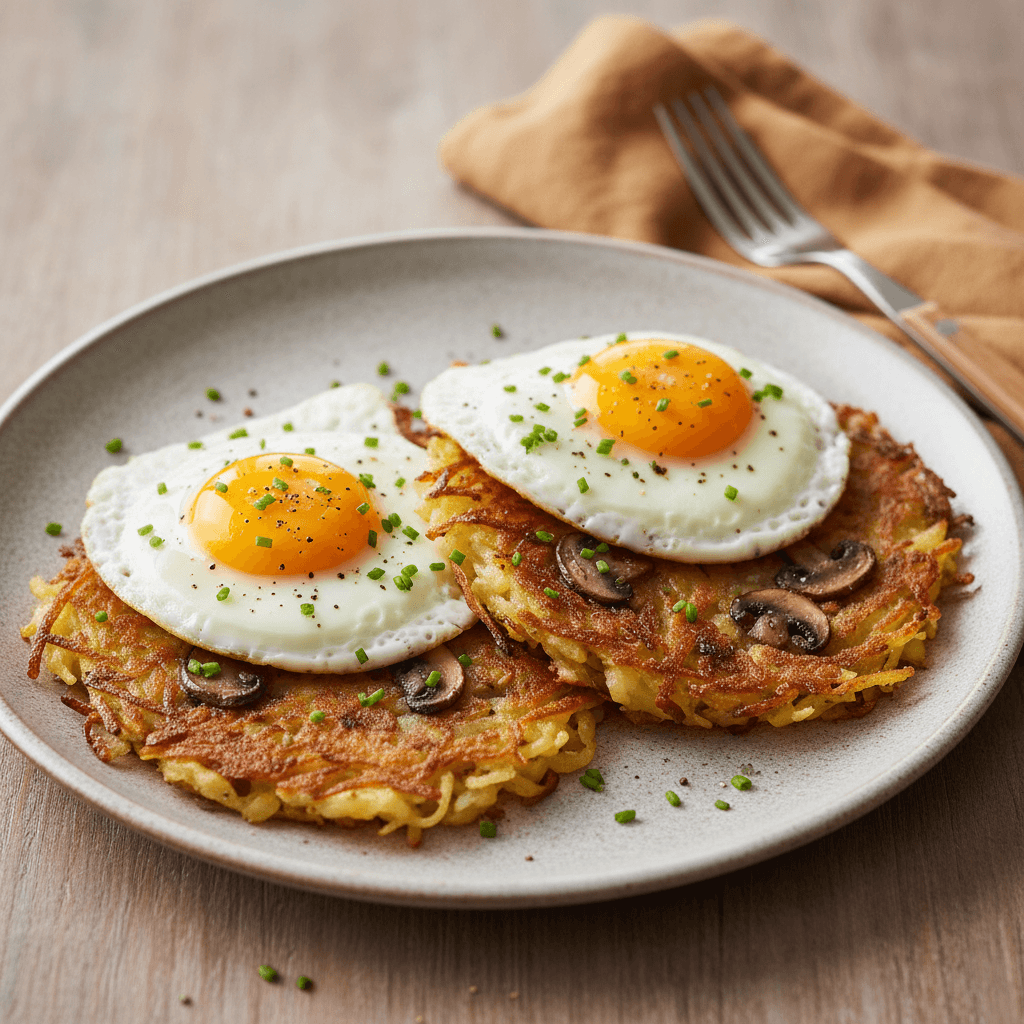Kartoffel-Pilz-Rösti mit Spiegelei - Thermomix Rezept
