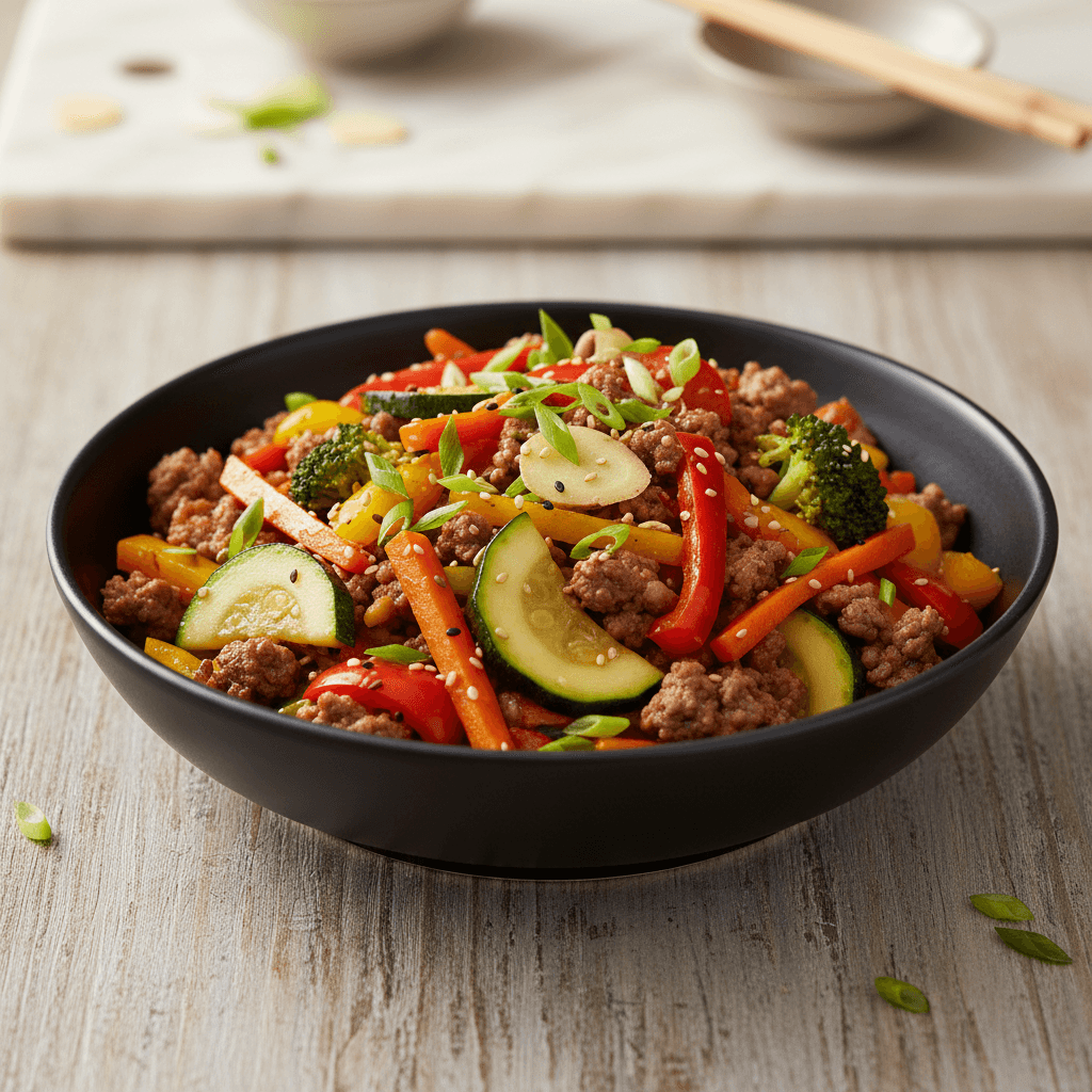 Asiatisches Hackfleisch-Gemüse-Wok aus dem Thermomix - Thermomix Rezept