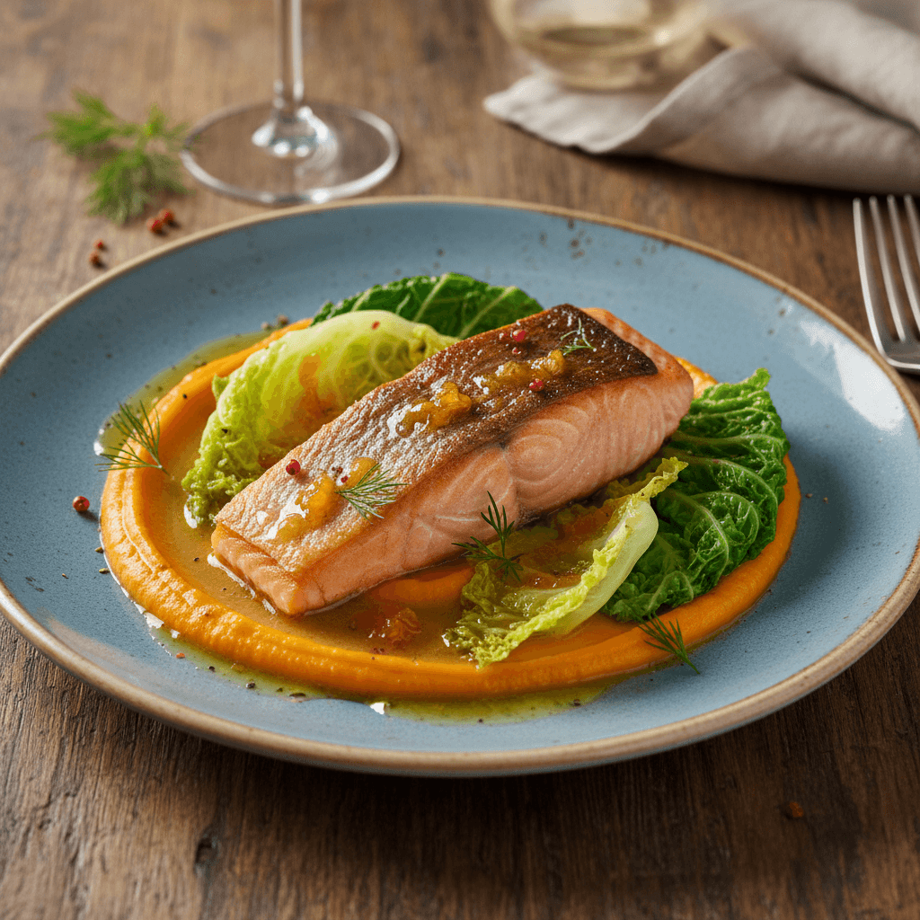 Salmão com Cenoura e Couve - Thermomix Rezept