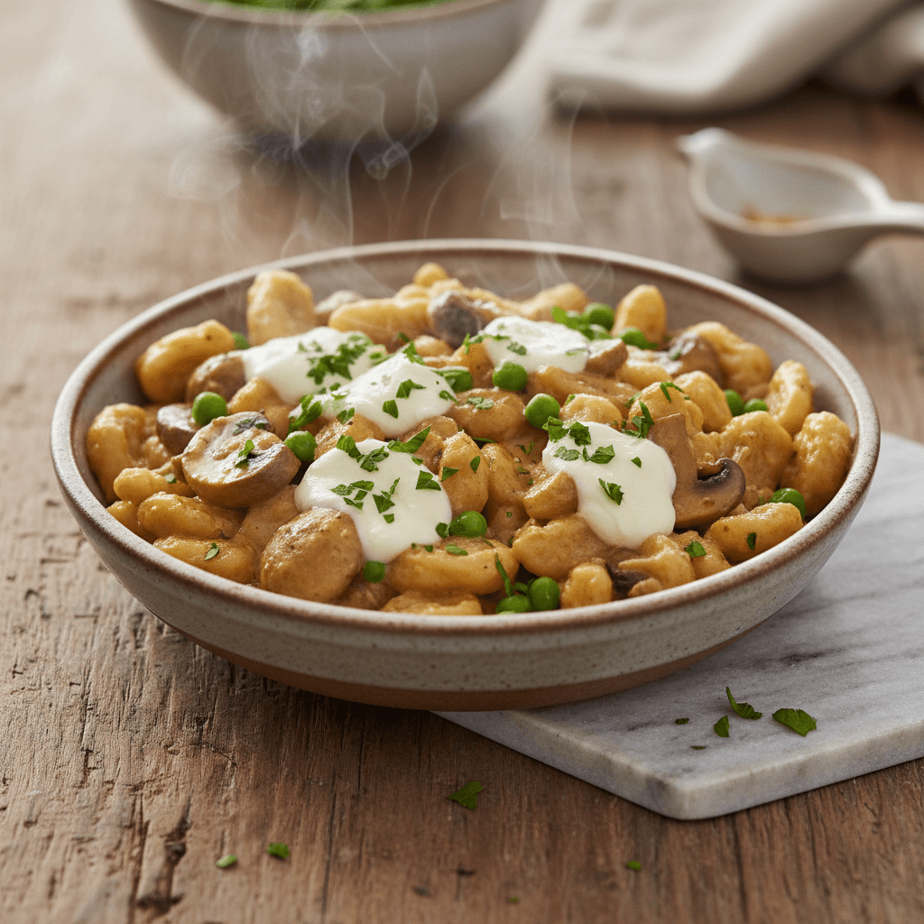 Miso-Spätzle mit Pilzen und Erbsen - Thermomix Rezept