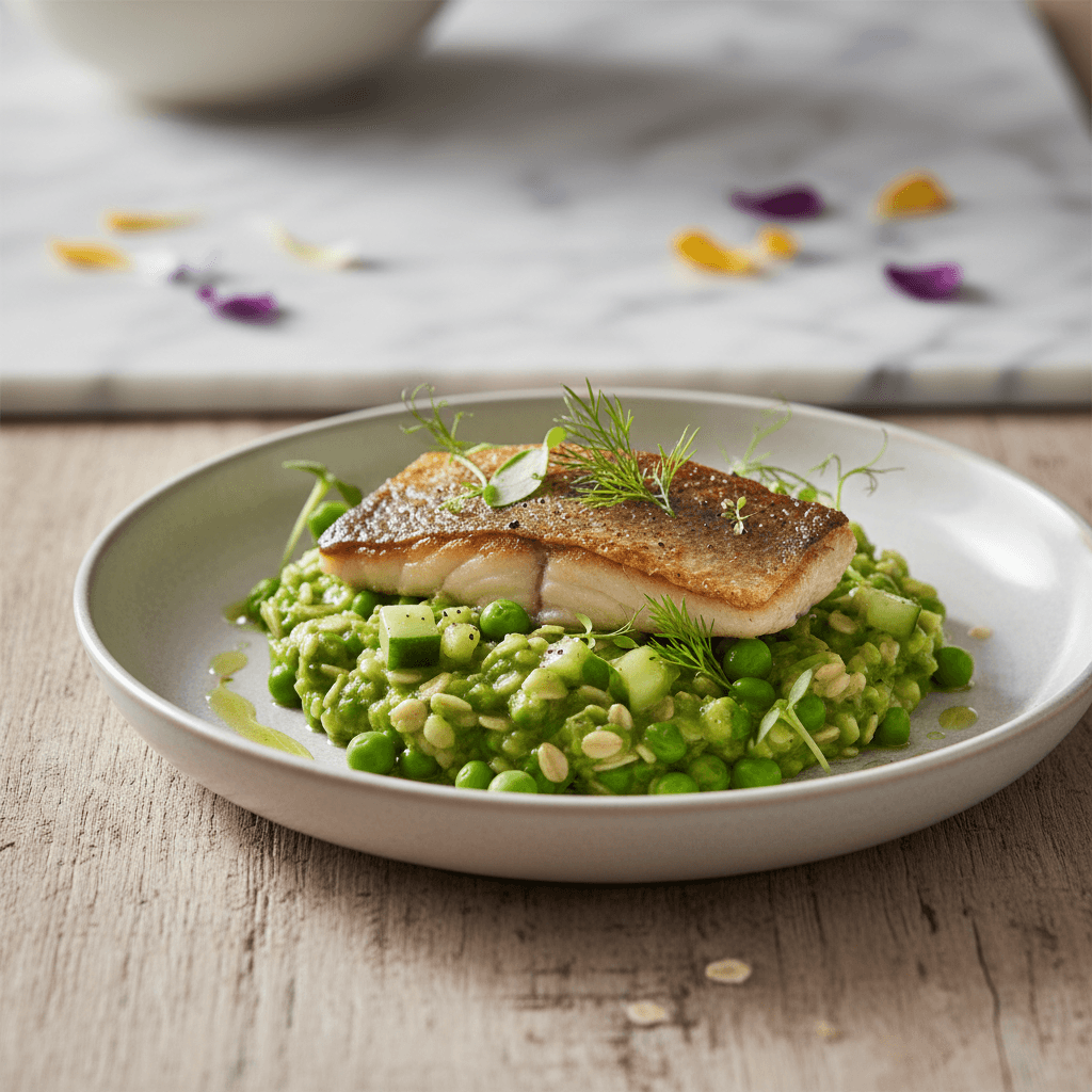 Forelle mit Erbsen-Gurken-Risotto - Thermomix Rezept