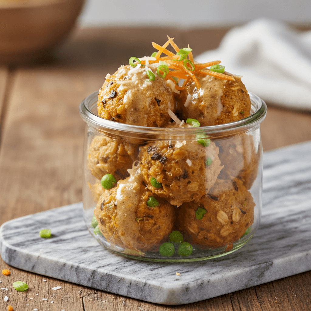 Asiatische Karotten-Haferflocken-Knödel mit Parmesan-Miso-Glasur - Thermomix Rezept