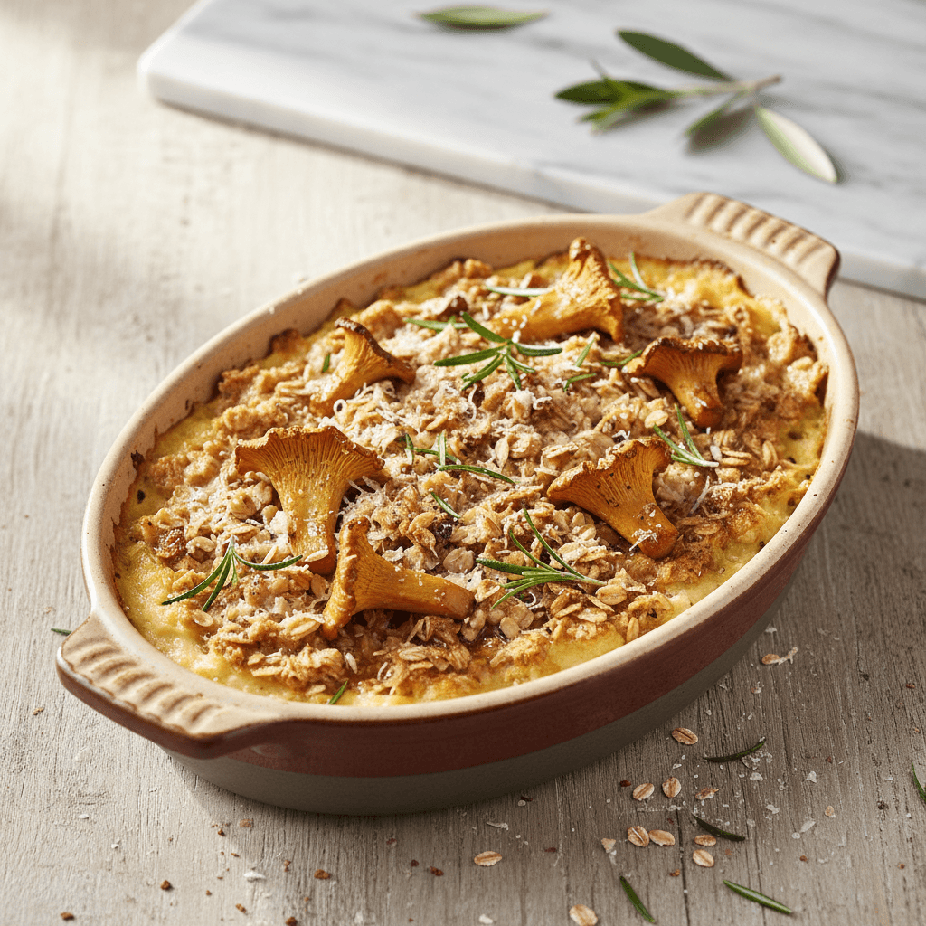 Provenzalischer Blumenkohl-Gratin mit Pfifferling-Rosmarin-Kruste und Honig-Parmesan-Glasur - Thermomix Rezept