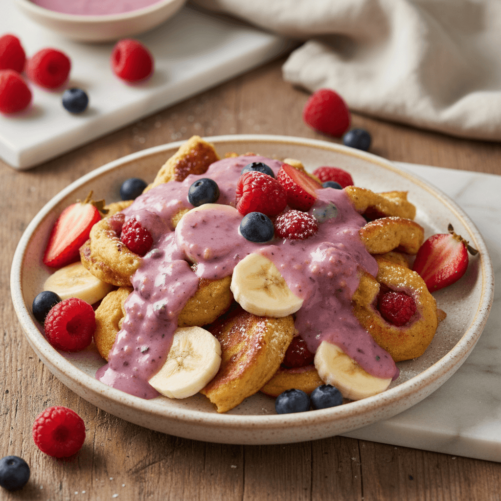 Bayerischer Himbeer-Bananenschmarrn mit Beeren-Vanillesoße - Thermomix Rezept