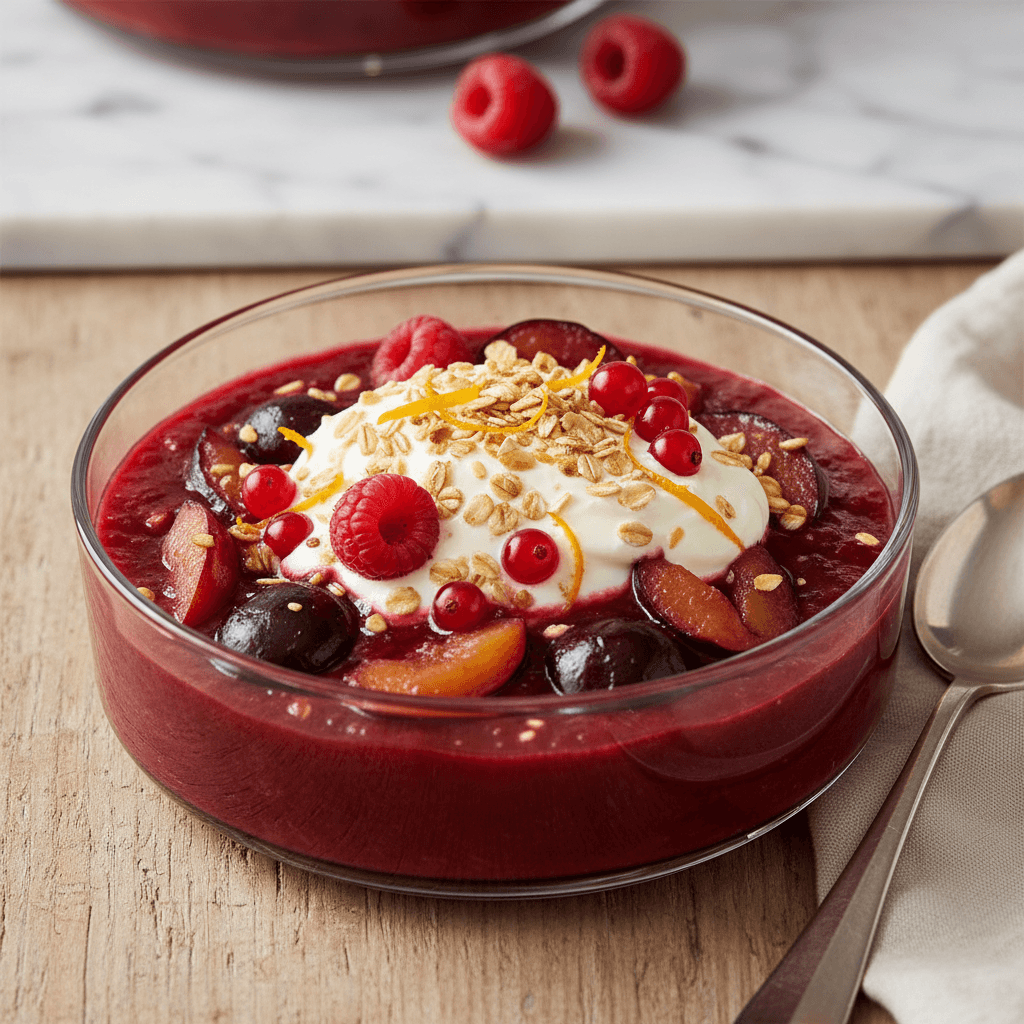 Kirsch-Pflaumen-Grütze mit Mascarponecreme - Thermomix Rezept