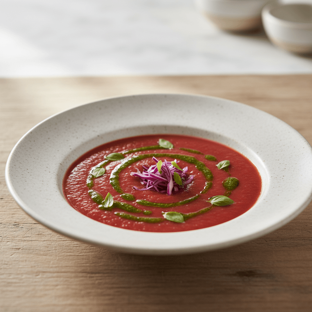 Gazpacho Rouge mit Basilikumöl - Thermomix Rezept