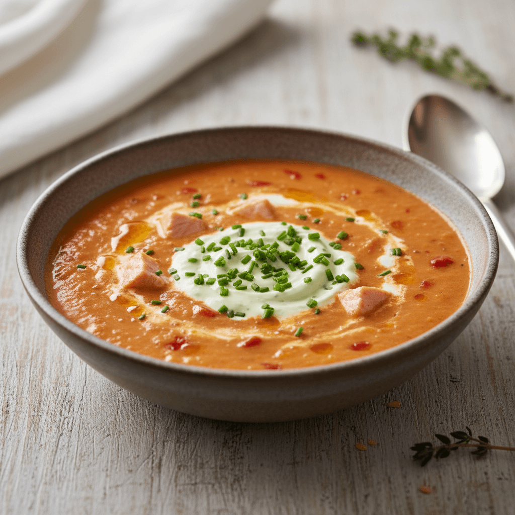 Lachsbisque mit Schnittlauchcreme - Thermomix Rezept