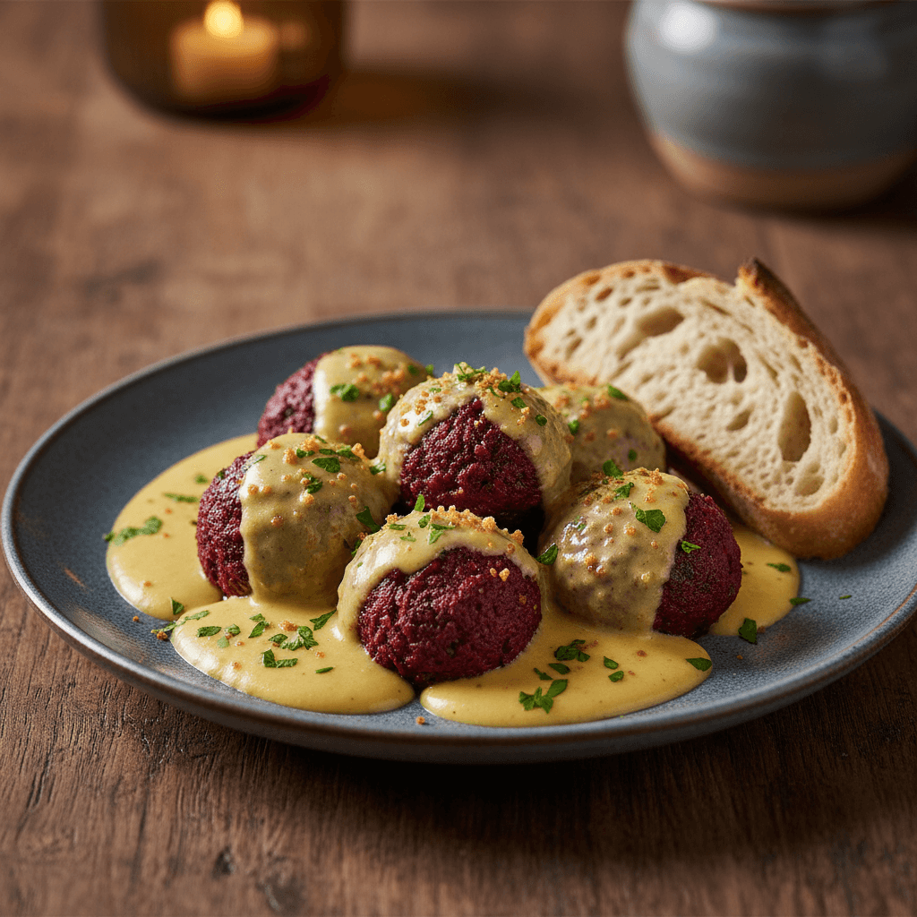 Rote-Bete-Albóndigas mit Käsesauce - Thermomix Rezept