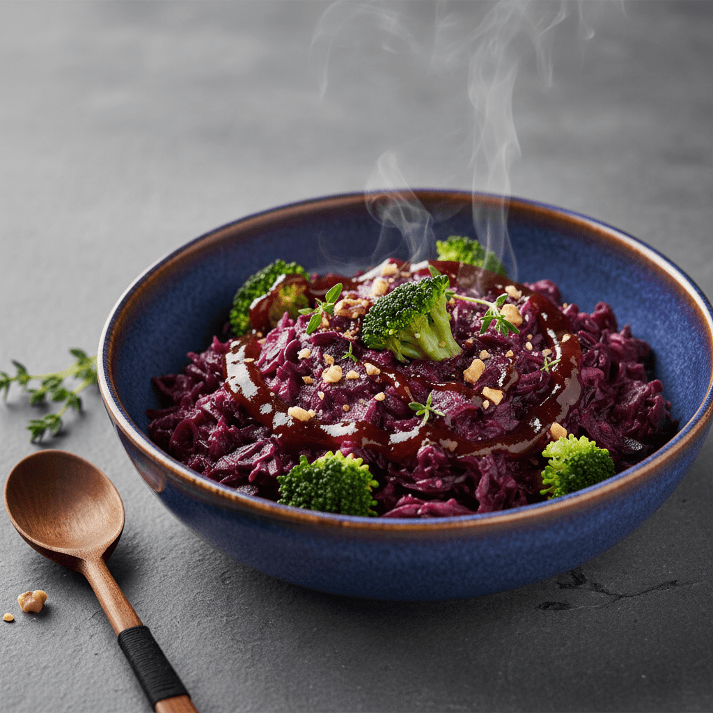 Rotkohl-Brokkoli-Gemüse mit Pflaumenglasur - Thermomix Rezept