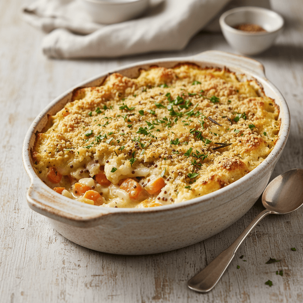 Blumenkohl-Karotten-Gratin mit Rosmarin-Senfbutter und Petersilienkruste - Thermomix Rezept