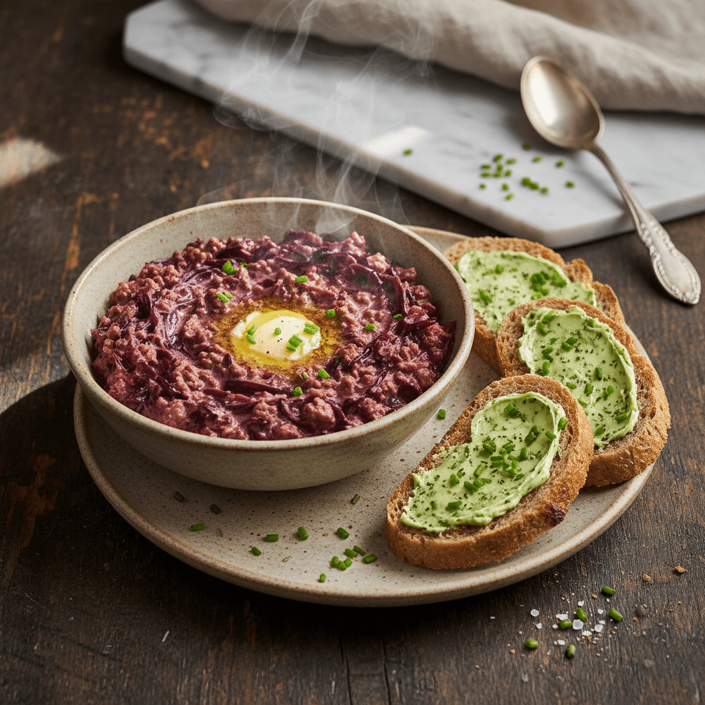 Hackfleisch-Kohl-Gryta mit Dinkelbrot - Thermomix Rezept