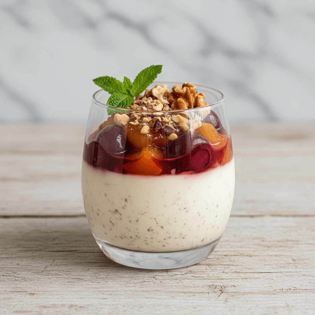 Haselnuss-Panna Cotta mit Kirschen - Thermomix Rezept