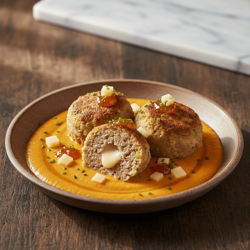 Bratwurst-Lauch-Knödel mit Karottensauce - Thermomix Rezept